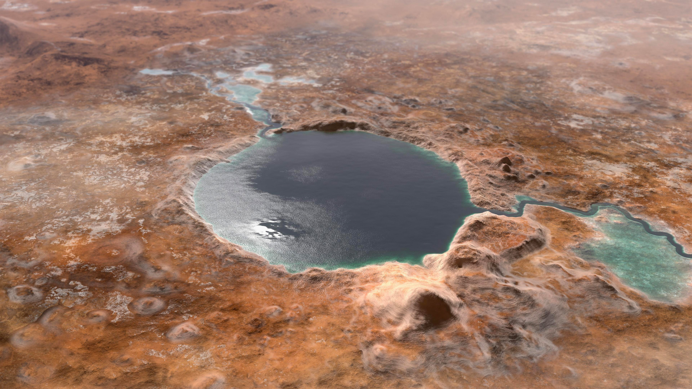 Images du cratère Jezero, où Perseverance touchera Mars.